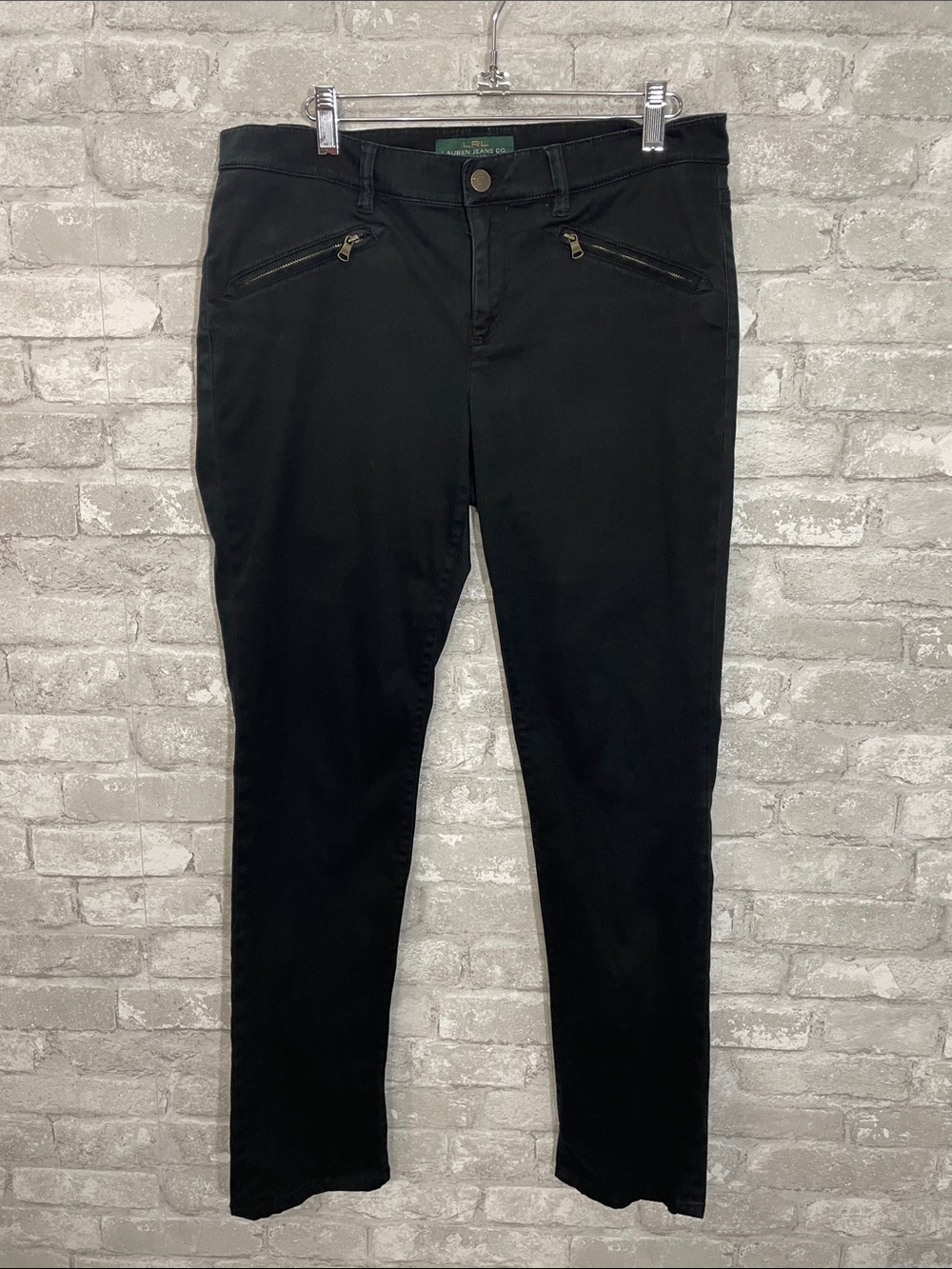 Ralph Lauren Black Coated Plush Denim  Jeans